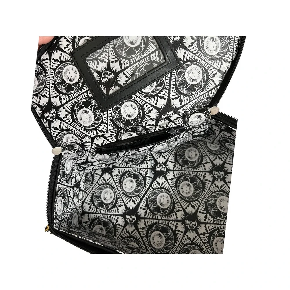 Kreepsville 666 Coffin Purse Skeleton Goth Bone Handle Crossbody Bag
